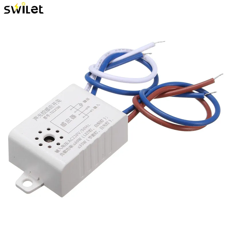 SWILET AC 220 В автоматический звуковой светильник, светодиодный переключатель, переключатель уличного света, фото, Датчик управления, светодиодный светильник, сенсорный переключатель