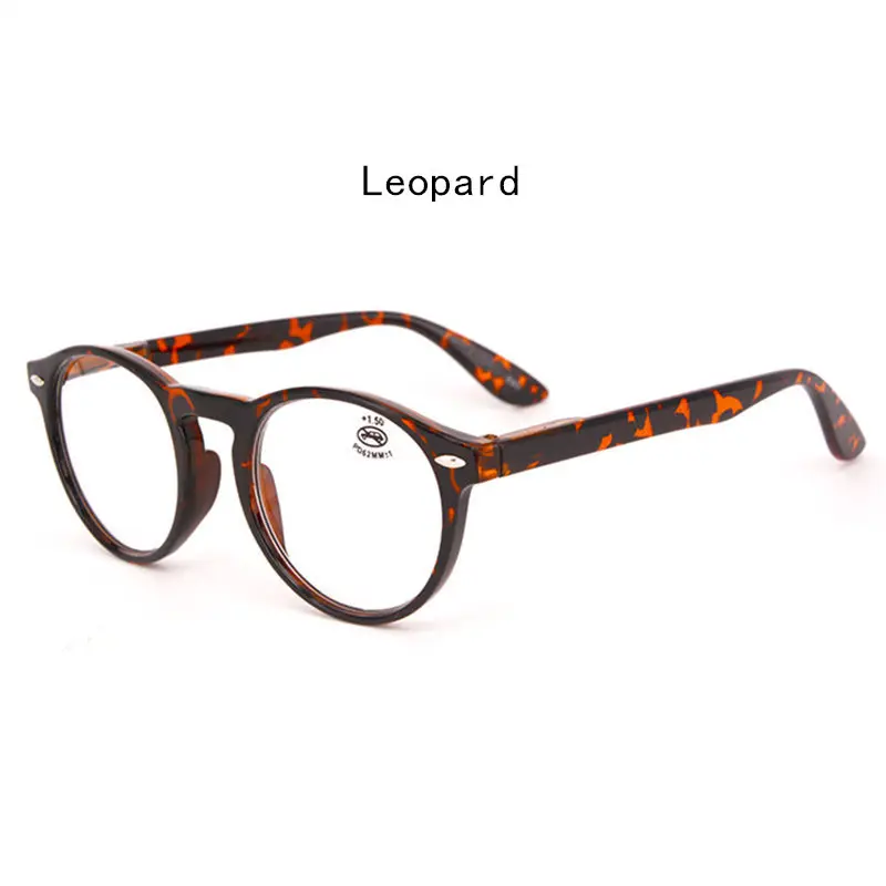 Leopard XojoX, круглые очки для чтения, для мужчин и женщин, модные очки для дальнозоркости, мужские ультралегкие очки, диоптрийные очки+ 1,0 1,5 2,0 2,5 3,0 - Цвет оправы: Leopard