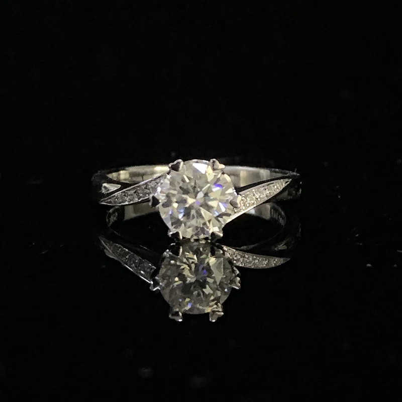 9K белое золото 1ct 2ct 3ct круглая огранка роскошное однорядное сверло Moissanite кольцо с бриллиантом украшения Обручальное кольцо на головщину
