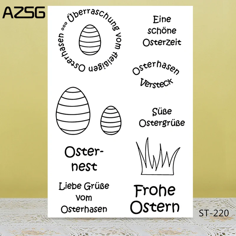 

AZSG Easter Eggs/German Happy Easter Clear Stamps For DIY Scrapbooking/Card Making/Album Decorative Silicone Stamp Crafts