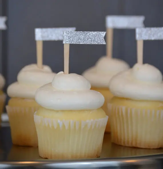 Серебряные блестящие топперы для капкейков украшение свадьбы девичника