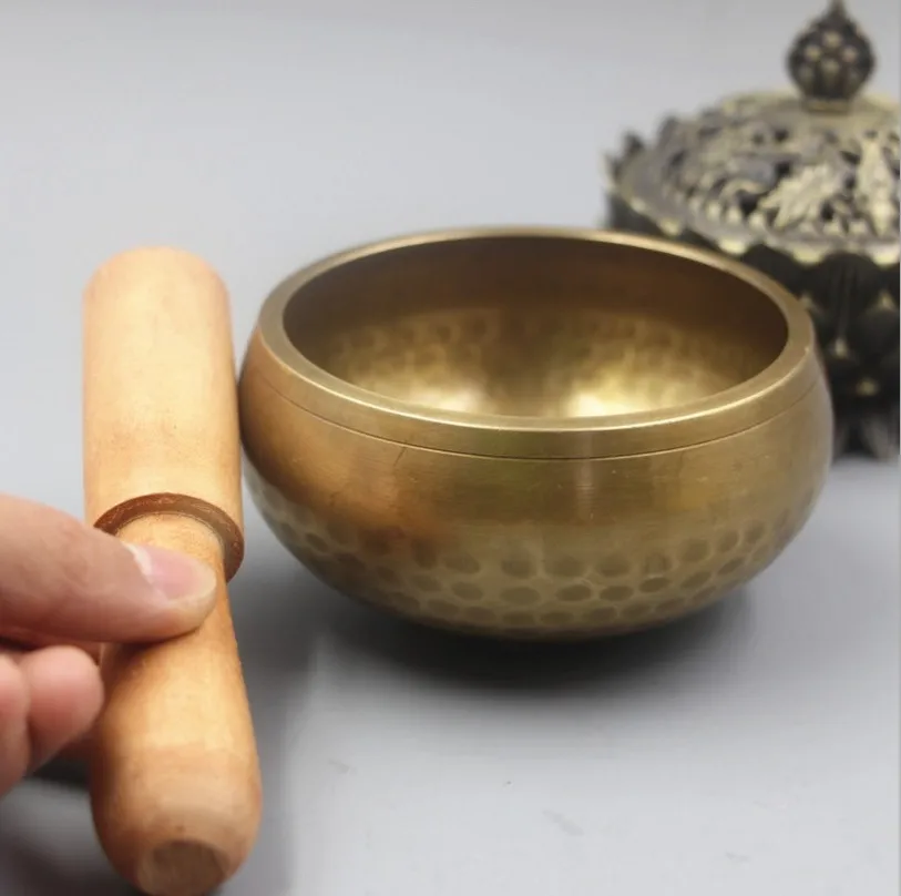 YM 404 13cm bowl Nepal handmade pure brass Tibet Meng religious prayer Buddha copper chime yoga music therapy | Дом и сад