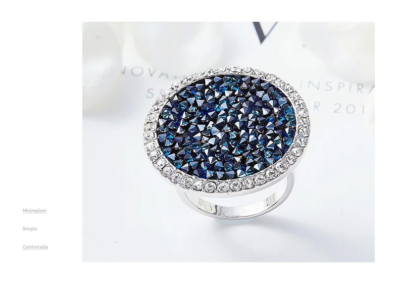 CDE круглое геометрическое кольцо, украшенное кристаллами Swarovski, Сияющие кольца на палец для женщин, свадебные, обручальные ювелирные изделия, подарок