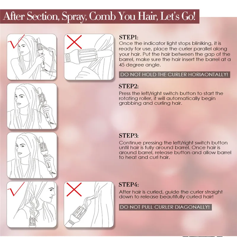 Curling Iron Automatic Hair Curler Ceramic Professional Auto Wand Curling Iron 28 mm Inch Barrel Dual Voltage