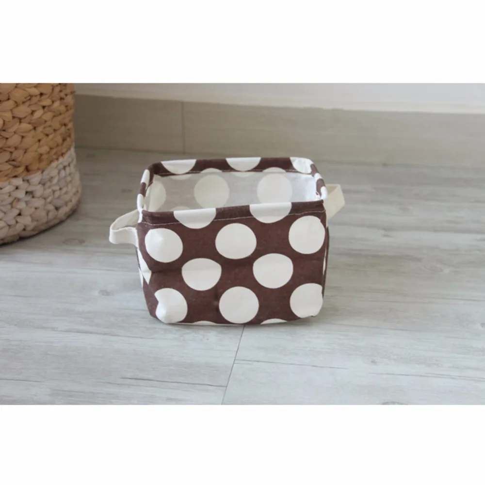 New Dot Pattern Linen Desk Storage Box Holder Home Organization Jewelry Cosmetic Stationery Organizer Case | Дом и сад