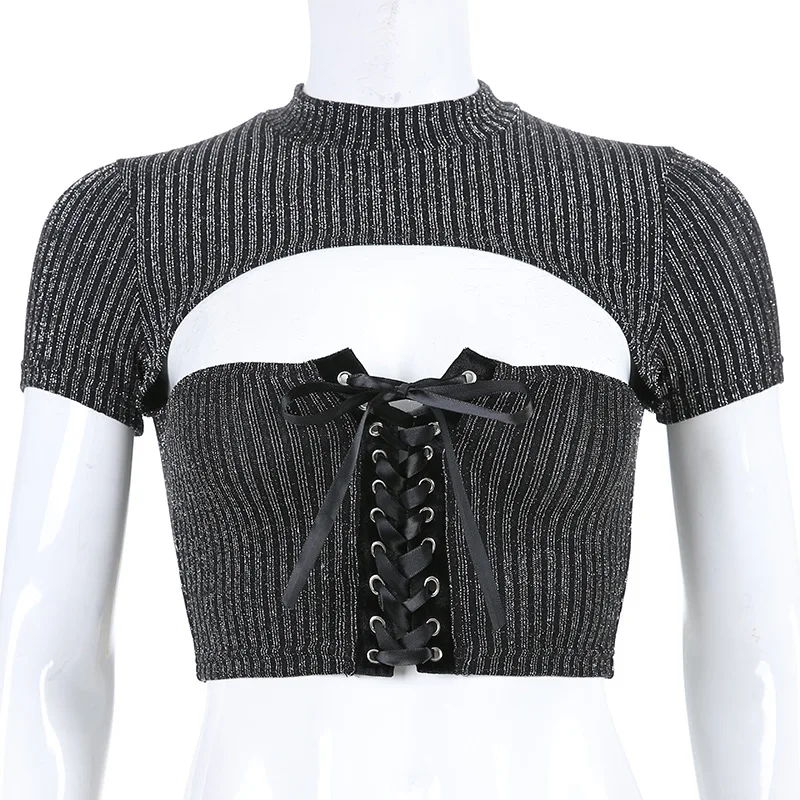 Женский Повседневный Блестящий укороченный топ с пайетками женская элегантная