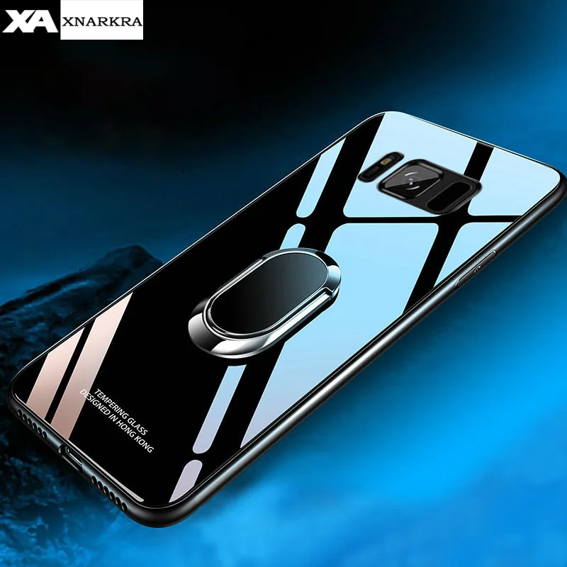 Роскошный защитный Магнитный чехол из закаленного стекла для samsung S10 S10e S8 S9 Plus Note 10 9 8 металлический держатель для кольца чехол для телефона s