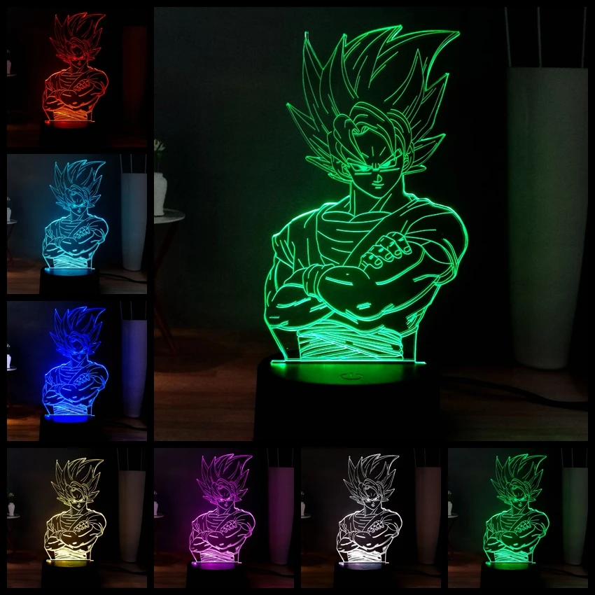 Новинка 3D иллюзия Лампа Жемчуг дракона Kakarotto RGB 7 цветов изменить акриловый светодиодный ночник праздничный подарок Прямая