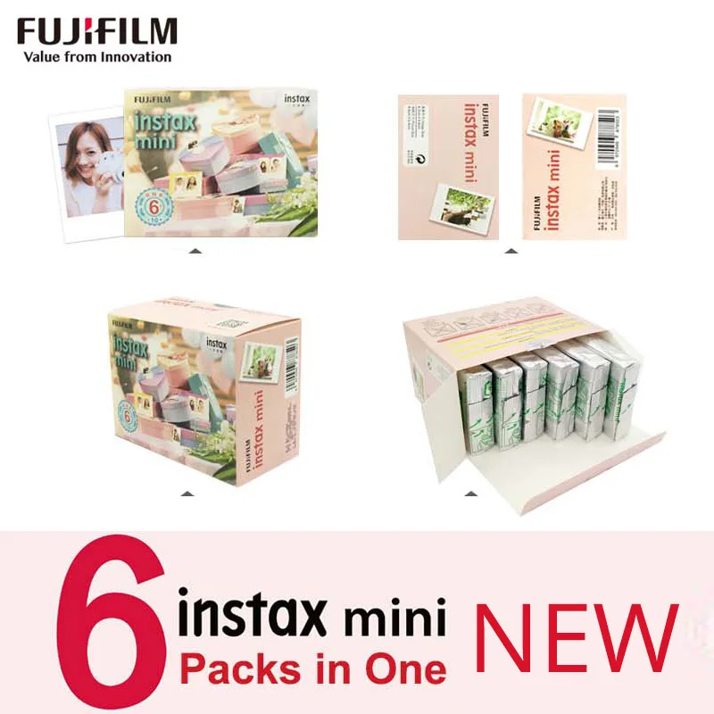 Новое поступление 6 упаковок в 1 Fujifilm Fuji Instax Mini белая пленка мгновенная фотобумага