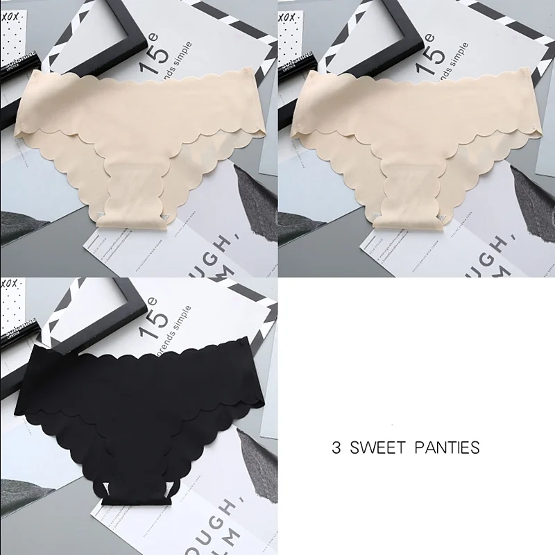 1 Black 2 Apricot 3 шт., сексуальные трусики, женские бесшовные трусики, дамское нижнее белье, интимное женское нижнее белье для женщин, сексуальные трусы, женские бесшовные трусики - Цвет: 1 Black 2 Apricot