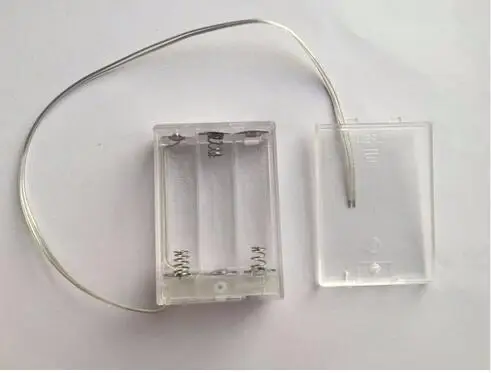 

1pcs Transparent Battery Holder 3 AA Cells Case Box With Cable Leads Switch