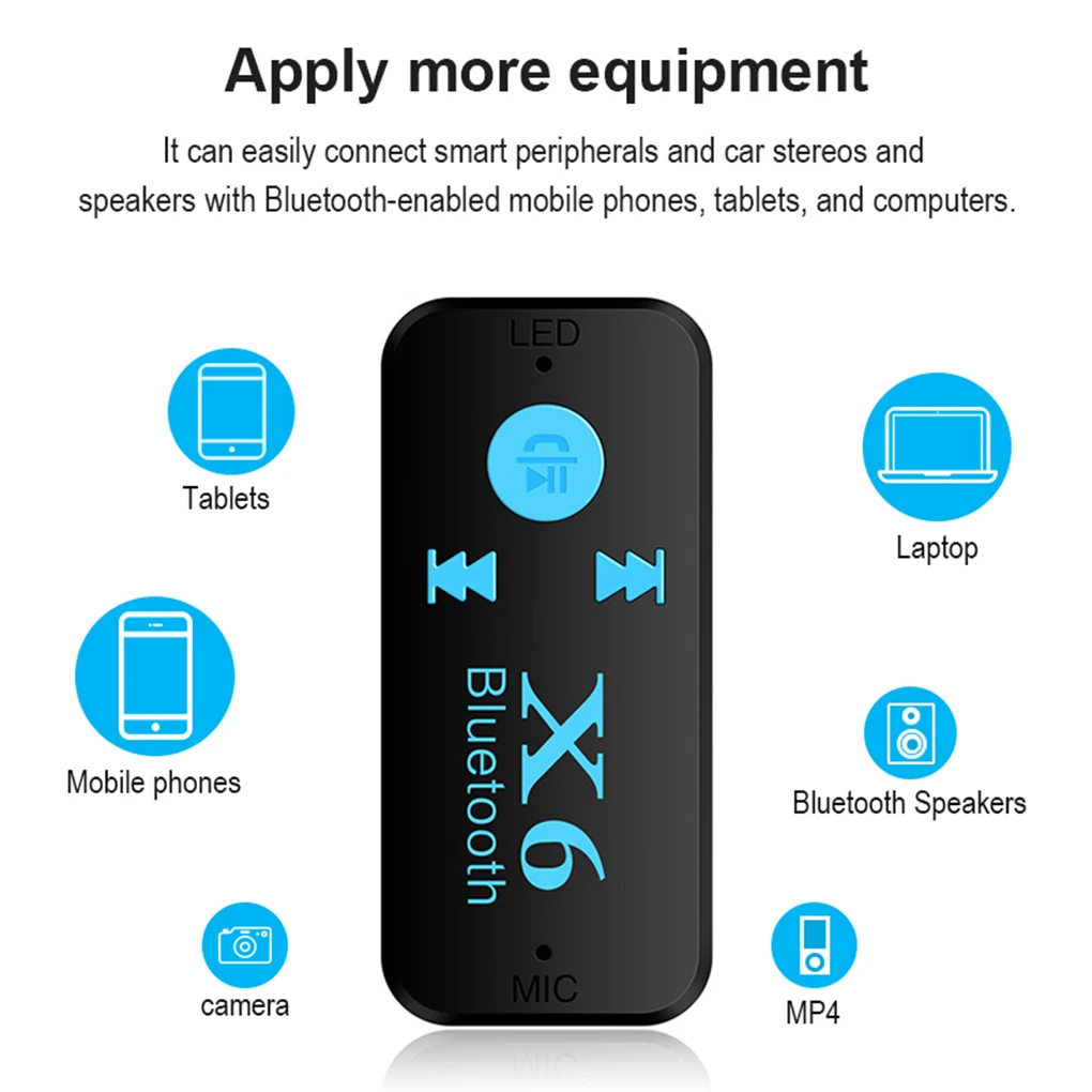Автомобильный Bluetooth Aux адаптер X6 с поддержкой TF карты A2DP аудио стерео гарнитура