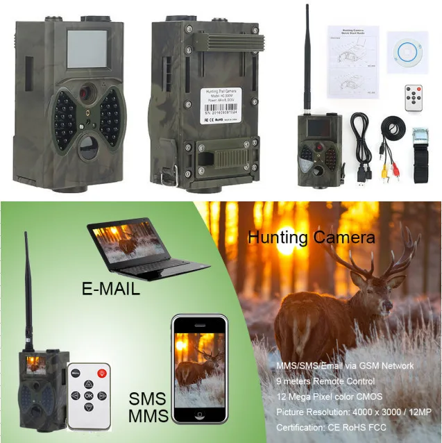 HD камера для охоты HC300M наблюдения за животными 12 МП GPRS SMS 36 ИК LED ночное видение HC