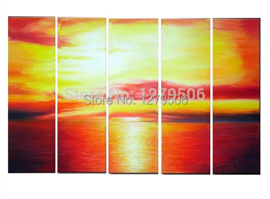 Ручная роспись пейзаж 5 панелей картина маслом холст Настенный декор красивый