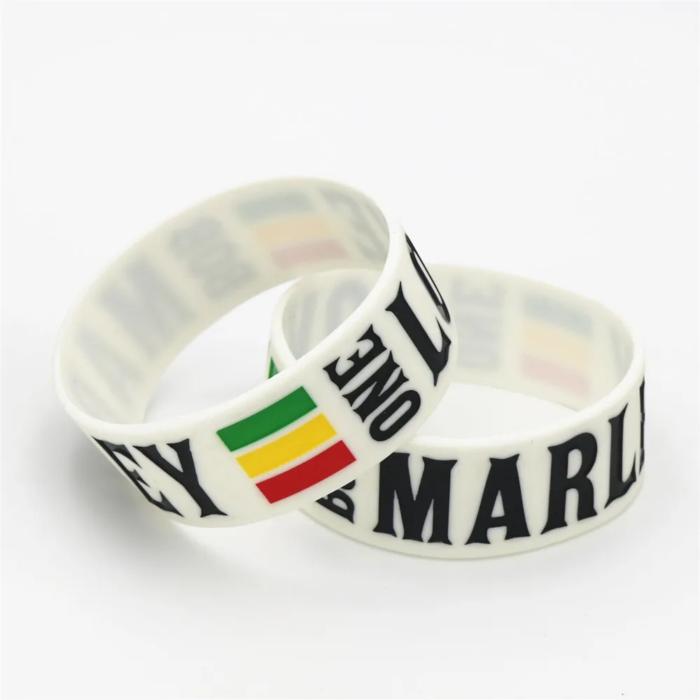25 шт. 1 &quotширокий браслет One Love BOB Marley Белый силиконовый Rasta Jamaica браслеты Реджи и