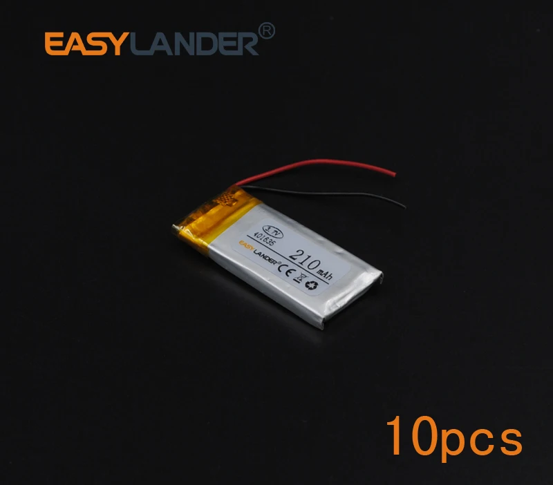 10 шт./лот 3 7 V 210mAh 401635 полимерный литий ионный аккумулятор для bluetooth гарнитуры