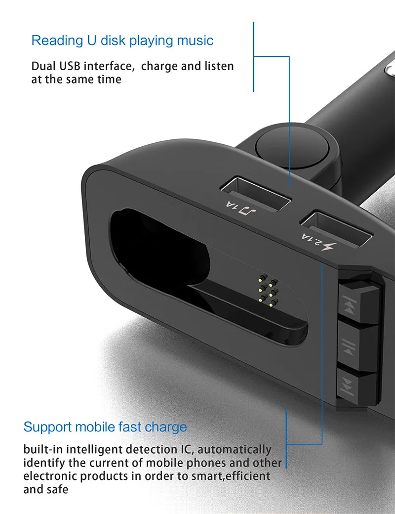 JaJaBor автомобильный комплект Гарнитура fm-передатчик Bluetooth гарнитура AUX аудио Музыка MP3 плеер USB зарядное устройство Поддержка TF карты/U диск воспроизведения