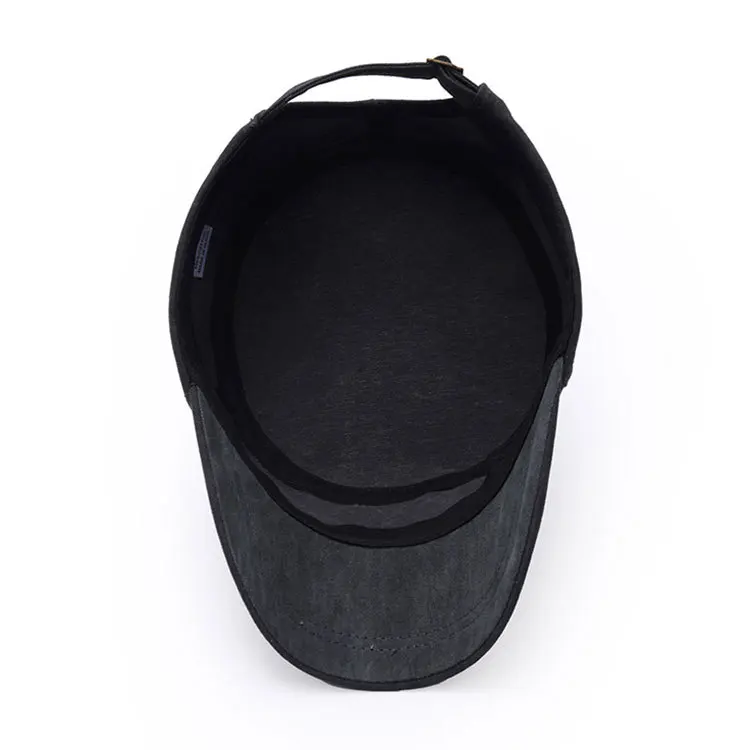 New washable old military cap Men's simple cotton flat top hat foreign trade casual female | Аксессуары для одежды