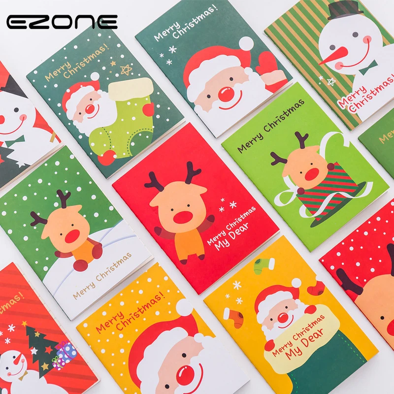 EZONE 4 шт. Рождественский блокнот напечатанный Kawaii Санта Клаус/Снеговик/Лось миниатюрный блокнот путешественник ежедневник Рождественский подарок поставка