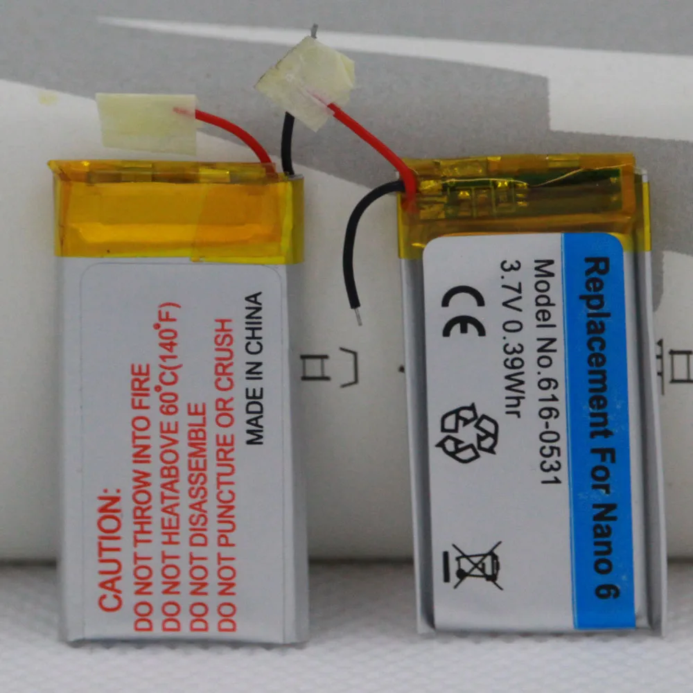 ISUNOO 2 шт./лот 3 7 V литий ионный аккумулятор замена 616 0531 для iPod Nano 6 6th Gen 8GB