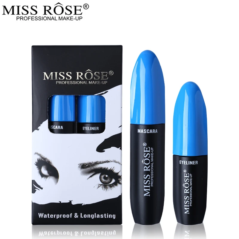 Miss Rose набор для макияжа Черная тушь для ресниц+ жидкая подводка для глаз водостойкая и стойкая - Цвет: blue