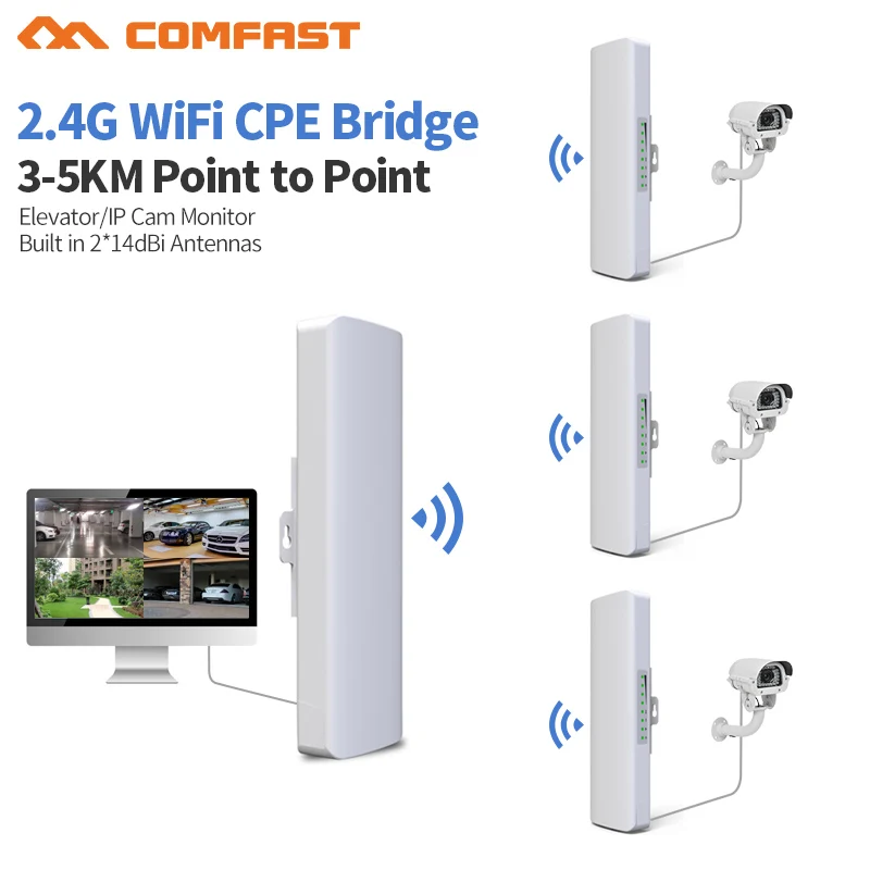 Wi Fi роутер CPE 2 х14 дБи 300 Мбит/с 3 5 км 4 ГГц|poe wifi repeater|poe antennalong distance router |