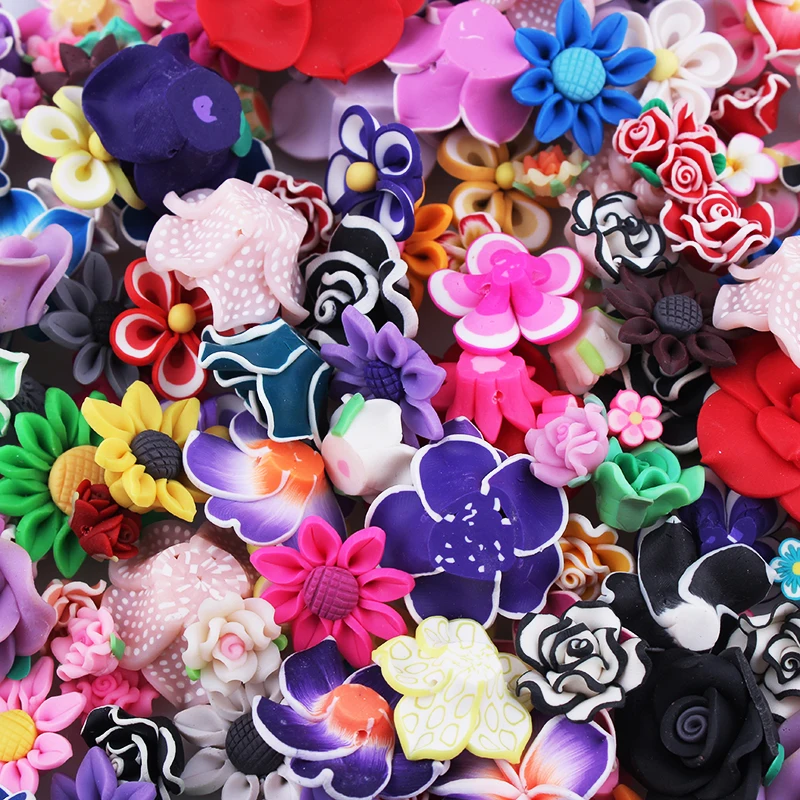 30 шт. микс 10 35 мм цветная Полимерная глина Fimo Цветочные бусины для