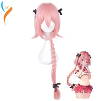 new arrival game fate apocryph astolfo cosplay wigs 75cm pink heat resistant synthetic hair perucas cosplay wigwig cap