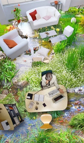 

[Self-Adhesive] 3D Animal Plant Creek 4 Non-slip Waterproof Photo Self-Adhesive Floor Mural Sticker WallPaper Murals Print Decal