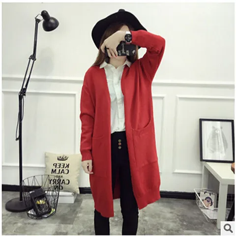 Женский длинный вязаный кардиган свободный толстый свитер с длинным рукавом