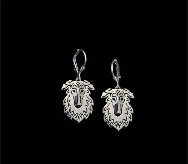 Уникальный ручной работы полые серьги с борзой собакой любителей животных