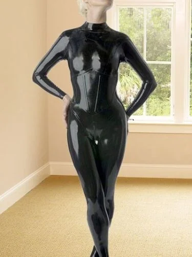 

100%Latex Rubber Handsome Tights Uniform Bodysuit Black Catsuit Size XS~XXL