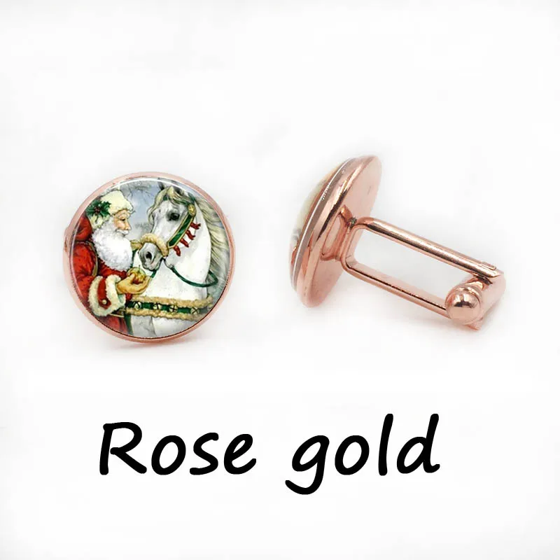 Рождественские запонки Санта кулон для носки художественный с лошадью ожерелье