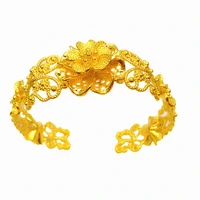 filigree flower patterned bracelet yellow gold filled wedding party womens cuff bangle