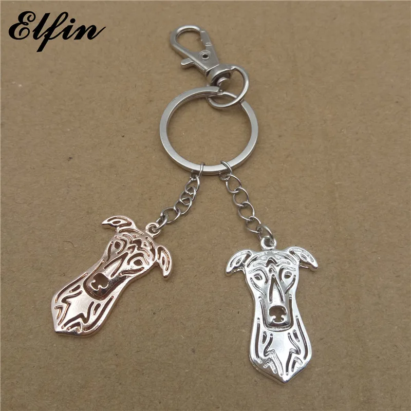 Elfin модные брелки для ключей Greyhound золотого цвета серебряного Животные украшения