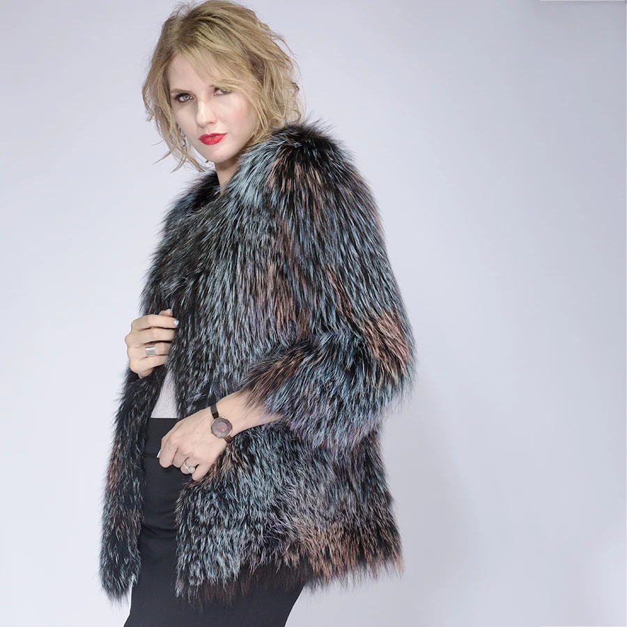 2022 New Winter Autumn Women Female Knitted  fox fur  Coats Jacket Casual Thick Warm Fashion Slim Overcoat Clothing