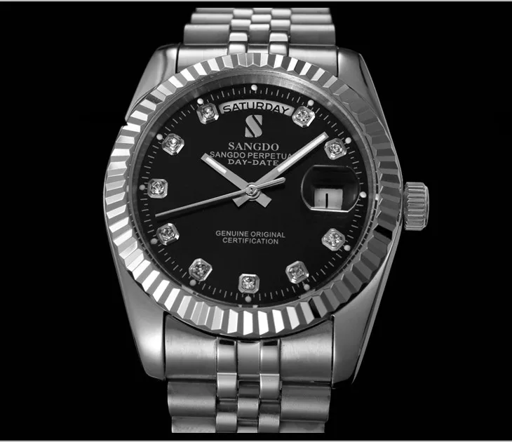 Black dial 37,5 мм SANGDO автоматический самоходный механизм высокое качество роскошные мужские часы Автоматическая Дата Неделя дисплей Механические часы sd296-s8 - Цвет: Black dial
