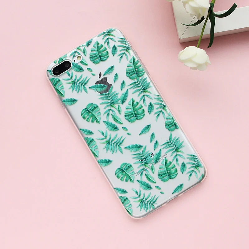 MISSCASE силиконовый чехол для телефона iPhone X 7 8 плюс листьев ясно coque Apple 6 6s 5 5S SE Дело