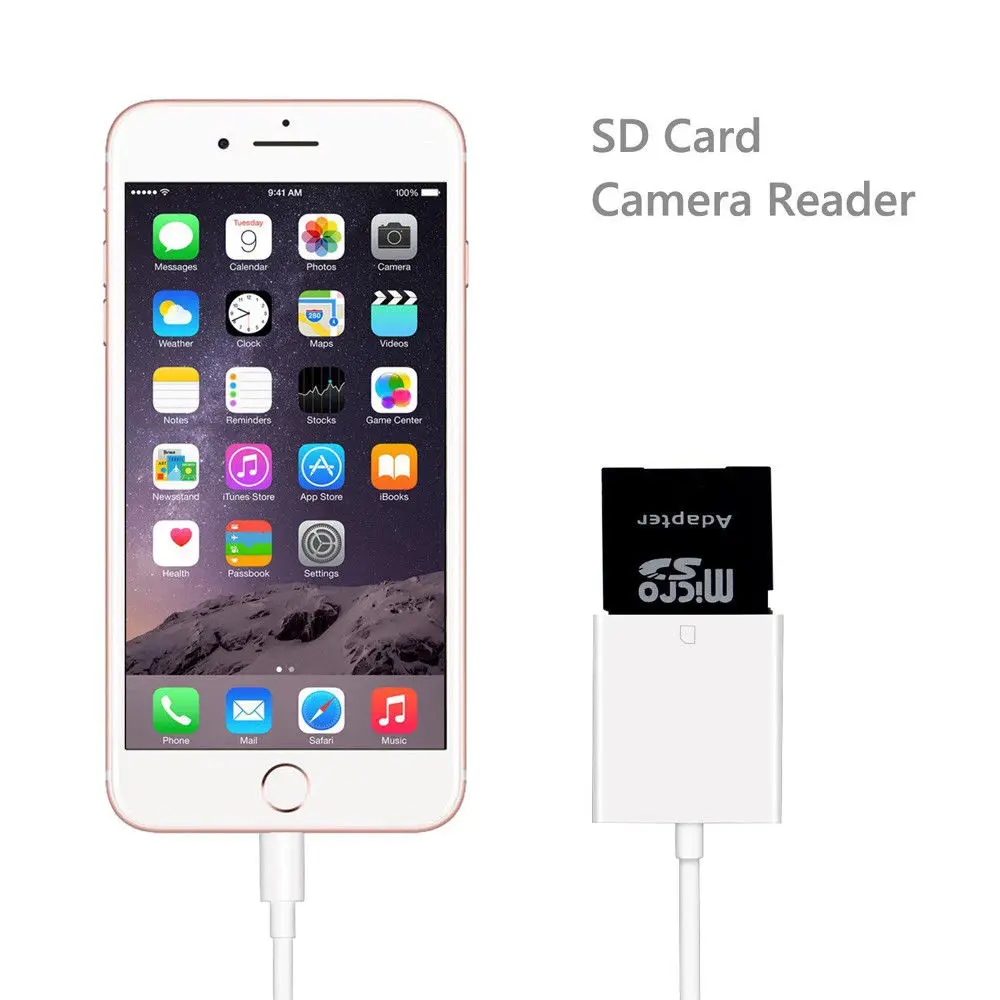 USB кардридер для камеры SD TF адаптер кабель iPhone 8 Plus 6S Apple iPad Pro Air Mini 3B04|Картридеры| |