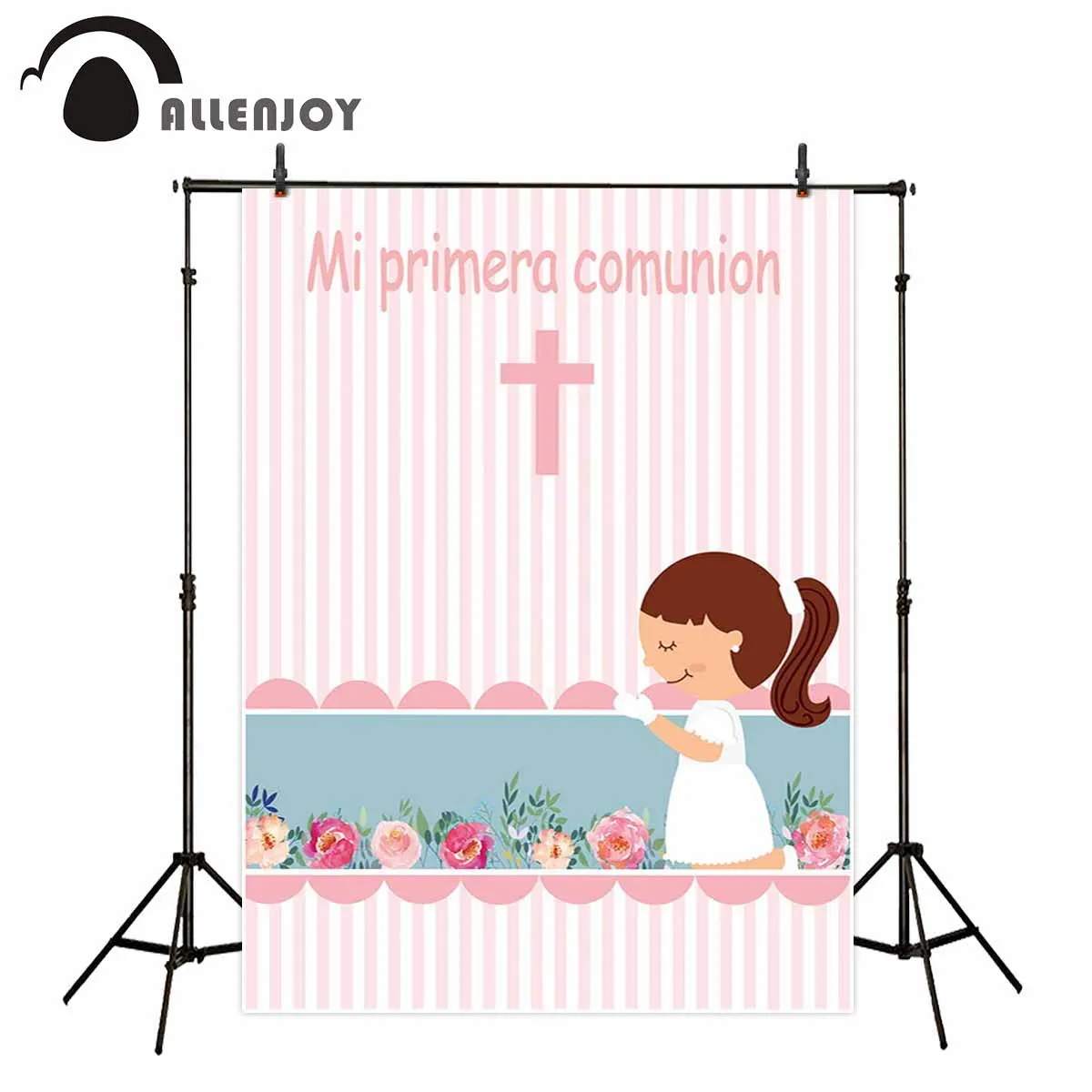 Allenjoy розовый девушка Причастие фотографии фон цветок Персонализированные фон студия реквизит украшения Дети Ткань