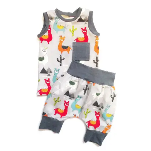 Хлопковая одежда для новорожденных с альпакой детские топы без рукавов