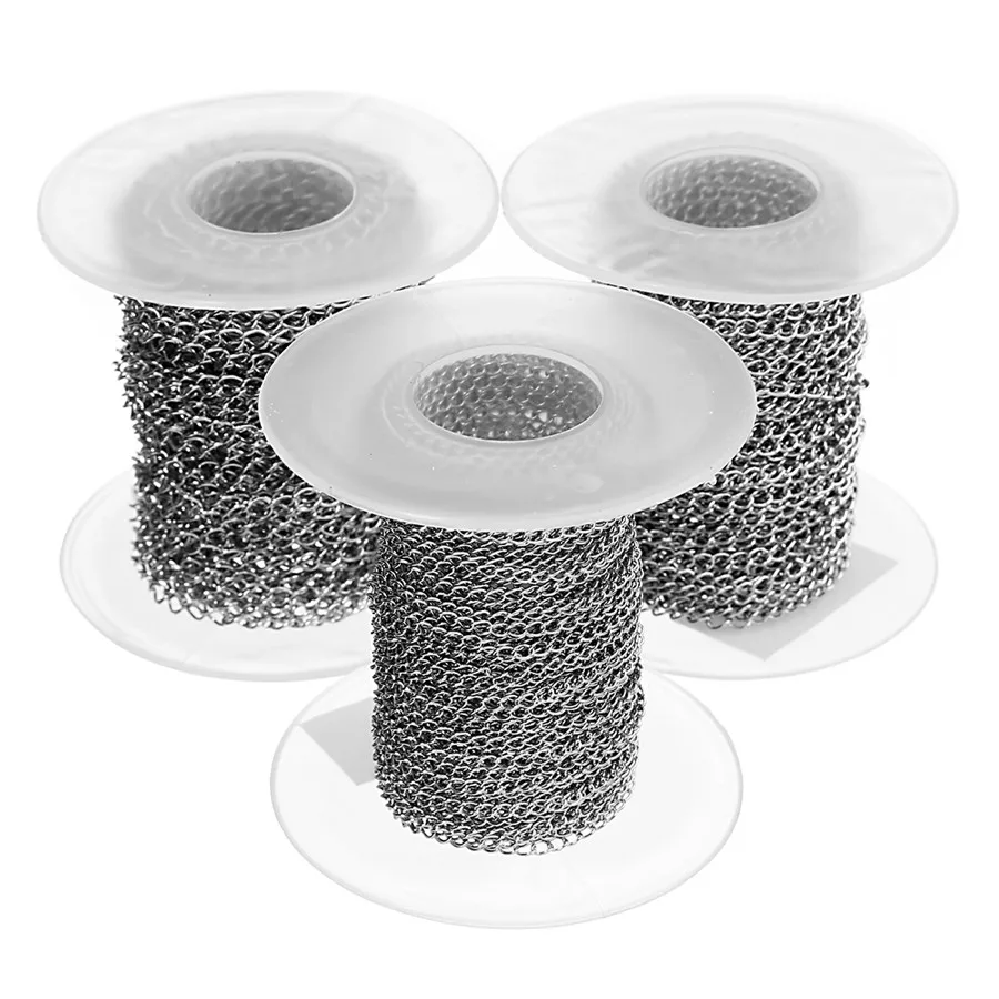 SAUVOO 10 Yards/Roll 2/2.5/3mm Width Silver Color Stainless Steel Link Chain Bulk Metal Diy Extender Chains Necklace Jewelry | Украшения и