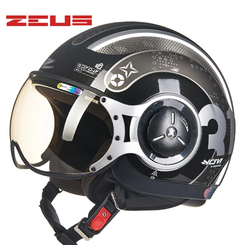 

TAIWEN ZEUS Motorcycle Helmets Motocross Jet retro 3/4 half helmet DOT approved 218C Capacete Casco Motorbike helmet