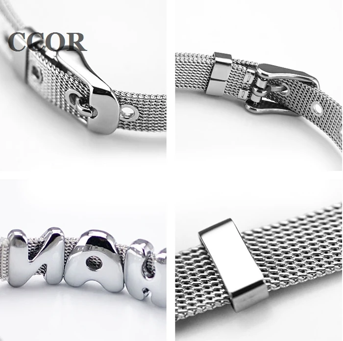 CCOR 10pcs 8mmX210mm Stainless Steel Bracelets Fit DIY 8MM Slide Charms Letters Beads SWD008 | Украшения и аксессуары
