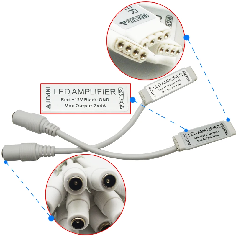 100 шт. DC12V 24V Мини RGB LED усилитель сигнала контроллер с Женский DC разъем Amplificador