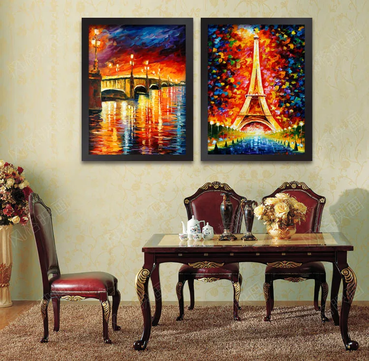 Красочные в рамке города Нью Йорк Эйфелева башня здание живопись декоративное