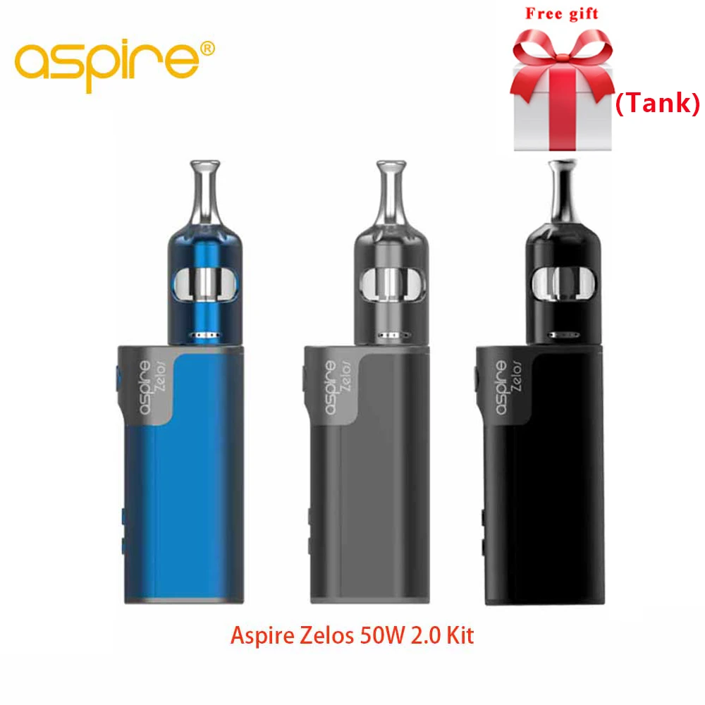 Бесплатный Оригинальный бак Aspire Zelos 50 Вт 2 0 комплект MTL с баком Nautilus 2S 6 мл/2 мл