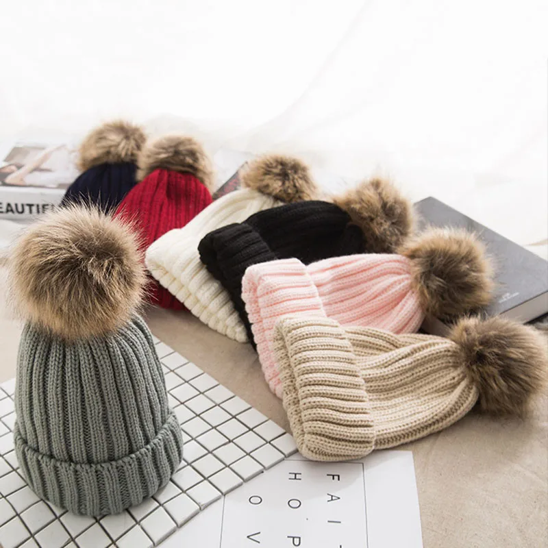 Новая креативная Зимняя шерстяная шапка Женская Толстая теплая вязаная с