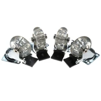 4pcs transparent flat plastic 2 inch caster heavy duty caster wheel with brake for office chair swivel casters