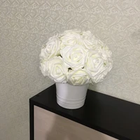 10pcs 8cm white big rose artificial pe foam flower bouquet wedding bridal flowers scrapbooking diy handmade craft supplies